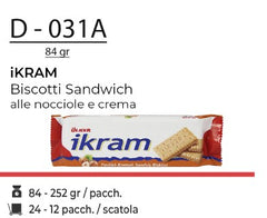 IKRAM BISCOTTI SANDWICH ALLE NOCCIOLE E CREMA 84 GR D - 031A