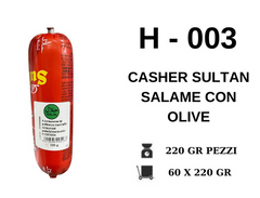 CASHER SULTAN SALAME CON OLIVE 220 GR H - 003