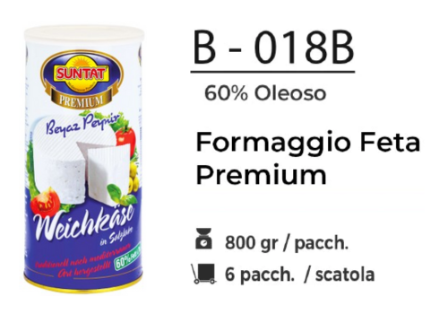 FORMAGGIO FETA PREMIUM %60 OLEOSO 800 GR  B - 018B
